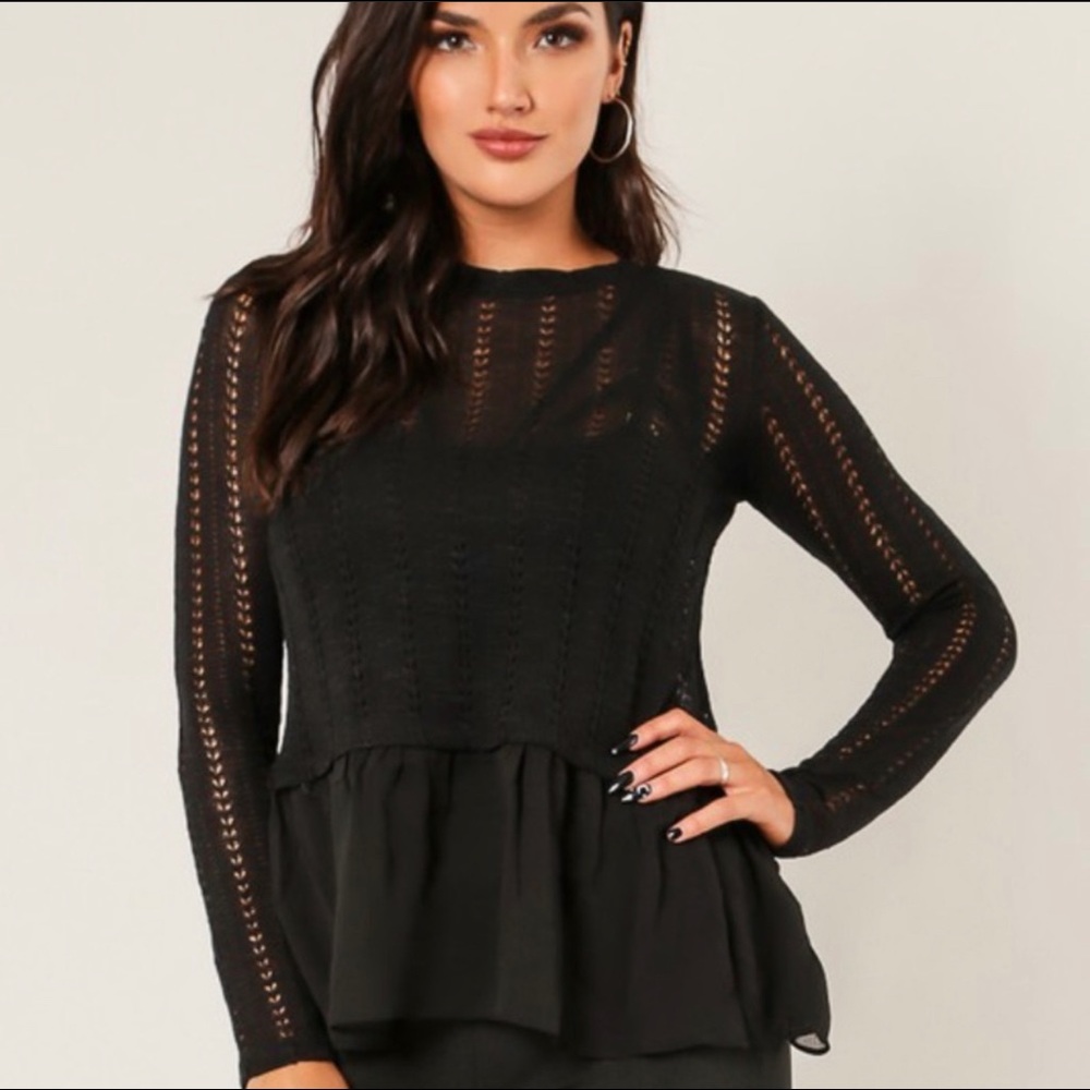 New WOW Couture Chiffon Pointelle Stitch Peplum